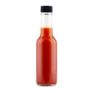 Empty Woozy 50ml 100ml 150ml 5 oz BBQ Spice Dressing Chili Hot Sauce Salad Glass Bottle with Black Cap