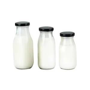 Empty square 200ml 250ml 300ml 500ml milk tea juice beverage drinking glass bottles with metal lids