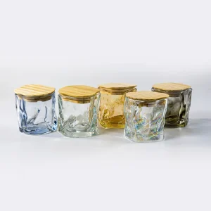Environmental Friendly Glass Jar Candle Holder Unique Design Iridescent Colorful Candle Jar