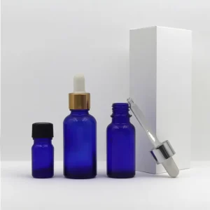 Essential Oil Dropper Bottles 5ml 10ml 20ml 30ml 50ml 100ml Blue Glass with Screen Printing