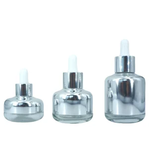 Essential Oil Glass Dropper Bottle with Silver Electroplated Aluminum Shell, 20ml 30ml 50ml 65ml 80ml