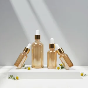 Essential Oil Packaging 5ml 10ml 15ml 20ml 30ml 50ml 100ml Amber Gold Glass Dropper Bottle with Gold Dropper Cap