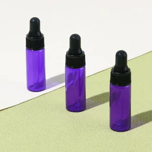Essional Oil Dropper Glass Bottle New Arrival Empty Round RTS Purple with Black Dropper Skin Care Serum Cosmetic Packaging