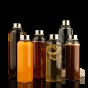 Europe-Style Borosilicate Glass Bottle 300-1000ml for Juice and Coffee, Reusable, Leak-Proof, BPA-Free, with Box