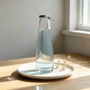 Exclusive Elegant Popular Modern Embossed Storage Round Shape 500ml 750ml Glass Bottle for Drinks Mineral Water Screen Print