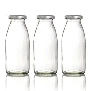 Export Empty Clear 300ml 500ml Glass Bottle Beverage Milk Glass Bottle With Customization Logo