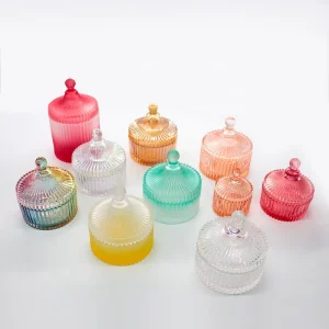 FENGJUN Fluted Gradient Glass Reusable Candy Box Kitchen Food Storage Container for Food