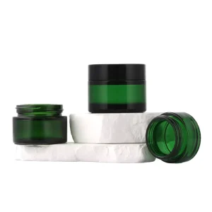 Face Cream Glass Jar 20g 30g 50g 100g with Black and Gold Plastic Screw Top