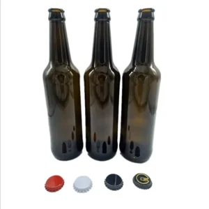 Factory 250ml 330ml 500ml 1000ml Colored Empty Amber Green Beer Alcohol Whisky Beverage Glass Bottles with Crown Cap