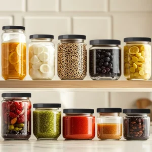 Factory 50ml 100ml 150ml 195ml 240ml 350ml 500ml 1L Honey Jam Pickle Glass Jar with Tinplate Cap Kitchen Storage Jar