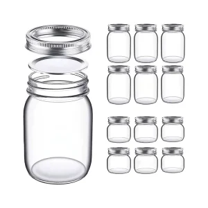 Factory 8oz, 16oz and 32oz Wide Mouth Clear Glass Mason Jar with Lid for Canning, Honey, Jam and Pickle Storage
