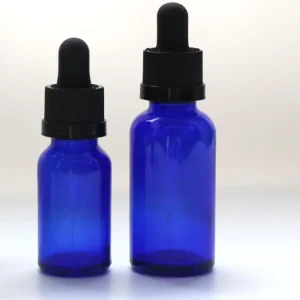 Factory Blue Glass Essential Oil Dropper Bottle with Child-Resistant Cap and Custom Logo