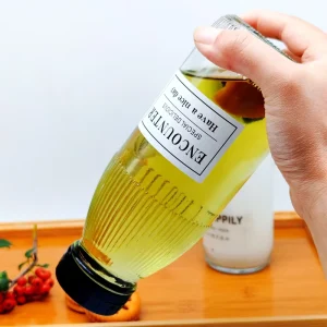 Factory Clear 300ml 500ml Cylinder Glass Beverage Bottles with Plastic Lid