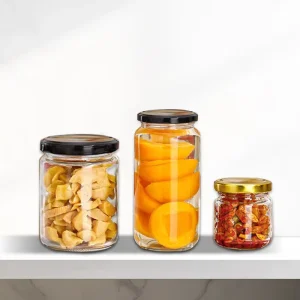 Factory Clear High Quality Round Wide Mouth Glass Jar Canning Jars for Honey Jam Pickle Sauce With Metal Lid