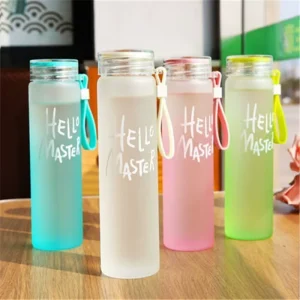 Factory Colorful Glass Water Bottles Portable Gradient Creative Frosted Glass Water Bottle Gradient Color