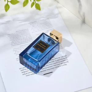 Factory Custom Gold Square Cap Rectangle Transparent Glass Perfume Bottle Customizable Cap