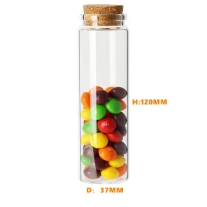 Factory Custom Heat-Resistant Clear Glass Food Jar with Cork Lid for Tea, Spices, Medicine, and Candy