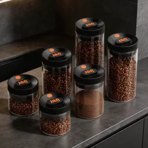 Factory Custom Logo Borosilicate Glass Jars with Plastic Lids and Push-Top Closures for Kitchen Storage 1200ml