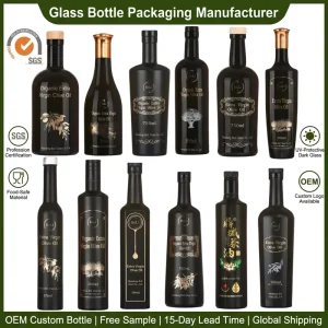 Factory Custom Matte Black White Glass Oil Bottle 250ml 500ml 750ml 1000ml for Olive Oil