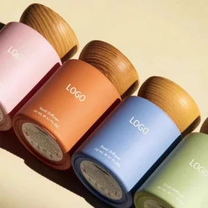 Factory Custom ODM OEM No-Fire Essential Oil Ceramic Bottle with Bamboo Lid Reed Diffuser