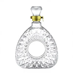 Factory Custom Round or Square 750ml Glass Rum Whiskey Liquor Gin Wine Spirit Vodka Bottle with Cork Decal and Burlywood Cap