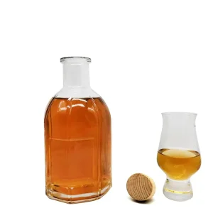 Factory Custom Whisky Bottle Shape Storage Glass Fragrance Wine Beer Cosmetic Bottle Hot Stamping 1200ml Aluminum Cap Cover
