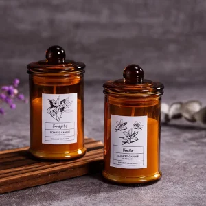 Factory Customized Handmade 100ml Amber Glass Jar Scented Candles Embossed Printing Low Price Home Fragrance Private Labels