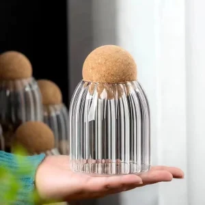 Factory Customized High Borosilicate Glass Spice Jar with Cork Lid Airtight & Eco Friendly Food Storage Container