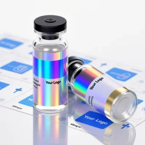 Factory Customized Holographic Vial Labels and Paper Box for 3ml 10ml 30ml Vials