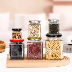 Factory Direct 280ml 380ml 500ml 730ml Square Glass Food Storage Jars for Chili Jam Jelly Spice and Honey