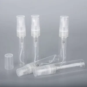 Factory Direct 2ml 3ml 5ml 10ml Glass Perfume Sample Spray Bottles with Transparent Bottles and Black Plastic Nozzles