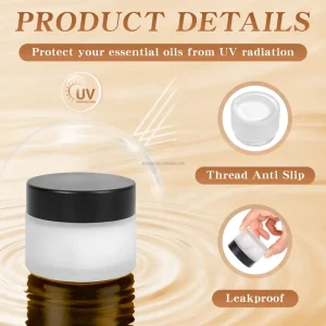 Factory Direct 50ml Clear Frosted Painted Cream Jar with Black Cap