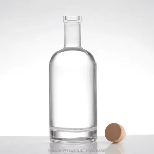 Factory Direct Flint Glass Spirit Bottle Cylinder Clear Body Retro Shoulder Thick Base Liquor Packaging