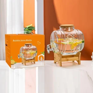 Factory Direct Food Grade BPA Free Glass Water Dispenser Timber Stand Bulk Supply Clear Beverage Jar for Restaurant