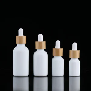 Factory Direct Frosted Clear Empty Glass Essential Oil Bottle With Bamboo Dropper
