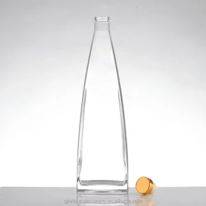 Factory Direct High end Crystal Spirits Glass Bottle in Cone Sealed Liquor Bottle Pyramid Shape Thick Bottom Spirit Glass Bottle