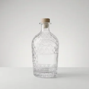 Factory Direct Sales 750ml Customized Engraved Acid Etched Clear Glass Liquor Bottle with Cork Stopper for Vodka