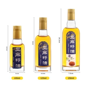 Factory Direct Transparent Empty 125ml 250ml 500ml 750ml Glass Olive Oil Bottle for Cooking Oil