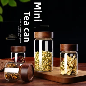 Factory High Borosilicate Glass Food Storage Container Jar Cylinder Clear Thicken Wall Glass with Acacia Lid