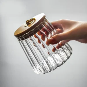 Factory Kitchen Storage Glass Jar with Bamboo Wood Lid