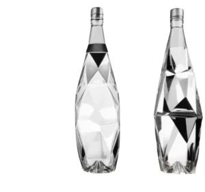 Factory Luxurious Shape Glass Wine Bottle 350ml 500ml & 750ml 1000ml Unique Clear Design with Metal Lid