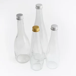 Factory Manufacturer Glass Bottles With Screw Cap Clear Frosted Glass Juice Bottles With Custom Color Cap