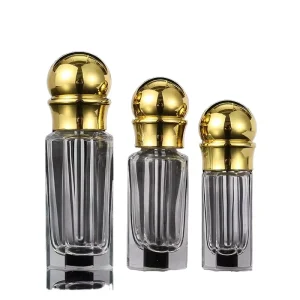 Factory Mini Refillable 3ml 6ml 12ml Glass Attar Perfume Bottles with Zinc Alloy Screw Cap