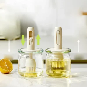 Factory New Thick Style Glass Oil Bottle Dispenser with Multiple Color Oil Brush 300ml