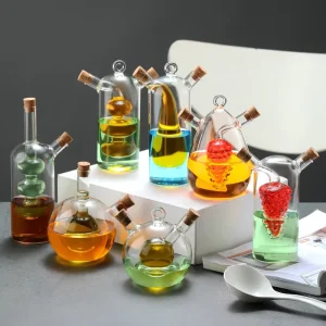 Factory New Thick Style Glass Oil and Vinegar Bottle with Multiple Designs and Capacities
