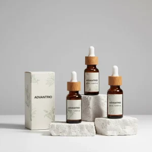 Factory Price 20ml Amber Glass Dropper Bottle for Essential Oil, Serum, and Perfume with Wood Grain Child-Resistant Dropper