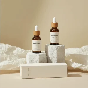 Factory Price Amber Brown Glass Dropper Cosmetic Bottles 30ml with Wood Grain Child Resistant Cap for Essential Oils