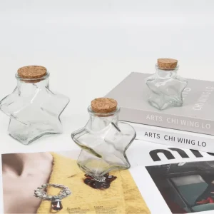 Factory Price Lucky Star Customized Volume Wishing Glass Jar Glass Storage Bottle With Cork