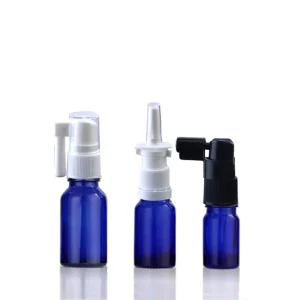 Factory Price Mini 5ml 10ml 15ml 20ml 30ml 1oz Round Mouth Perfume Water Bottle Blue Glass Nasal Spray Bottles