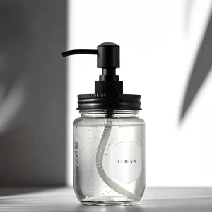 Factory Round 500ml Clear Glass Mason Jar with Pump
